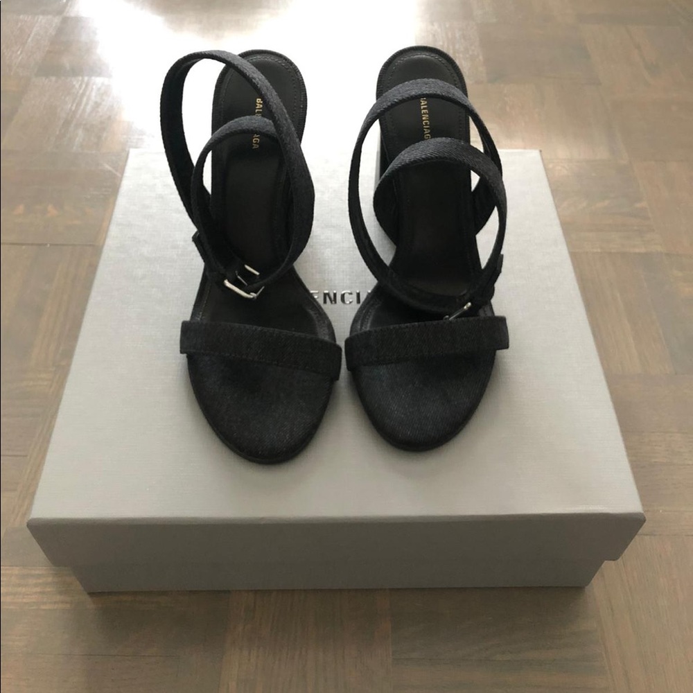 Japanese denim heeled sandal